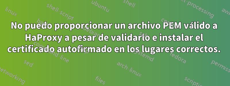 No puedo proporcionar un archivo PEM válido a HaProxy a pesar de validarlo e instalar el certificado autofirmado en los lugares correctos.