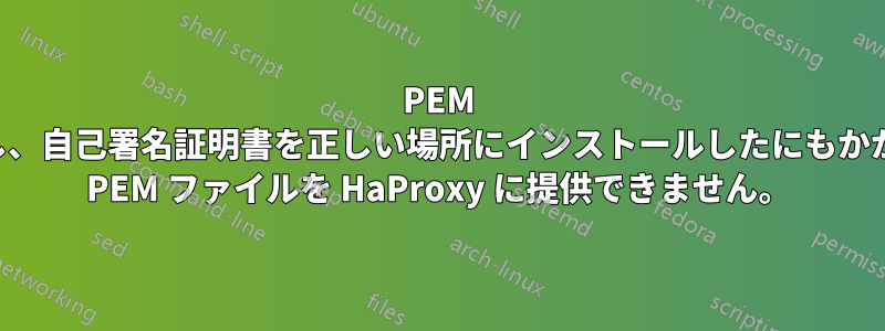 PEM ファイルを検証し、自己署名証明書を正しい場所にインストールしたにもかかわらず、有効な PEM ファイルを HaProxy に提供できません。