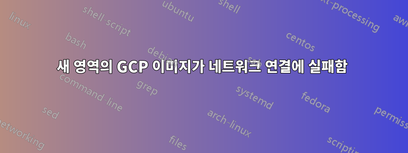 새 영역의 GCP 이미지가 네트워크 연결에 실패함