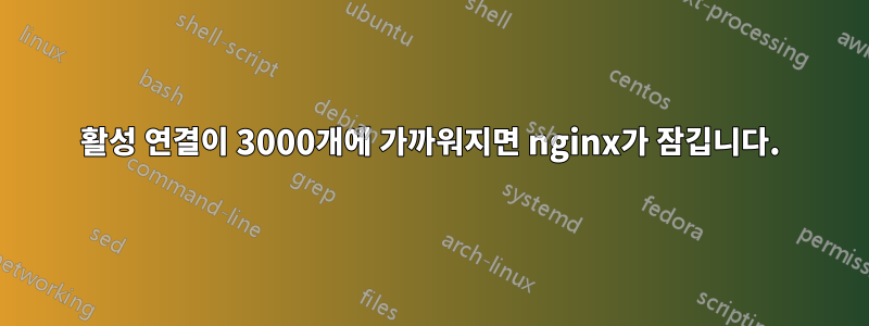 활성 연결이 3000개에 가까워지면 nginx가 잠깁니다.