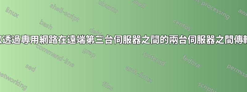 是否可以透過專用網路在遠端第三台伺服器之間的兩台伺服器之間傳輸檔案？