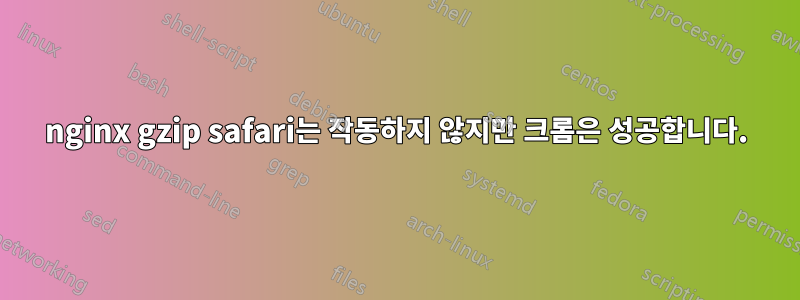 nginx gzip safari는 작동하지 않지만 크롬은 성공합니다.