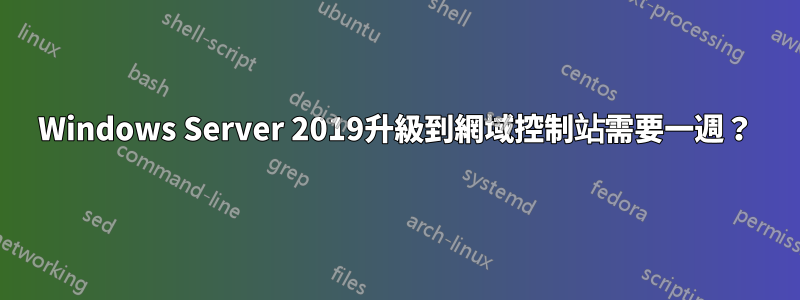 Windows Server 2019升級到網域控制站需要一週？