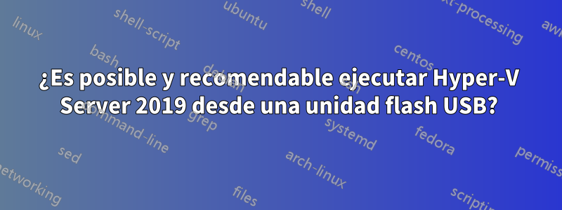 ¿Es posible y recomendable ejecutar Hyper-V Server 2019 desde una unidad flash USB?