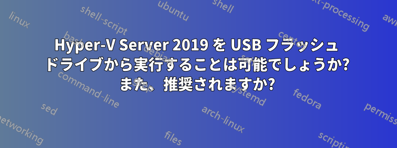 Hyper-V Server 2019 を USB フラッシュ ドライブから実行することは可能でしょうか? また、推奨されますか?