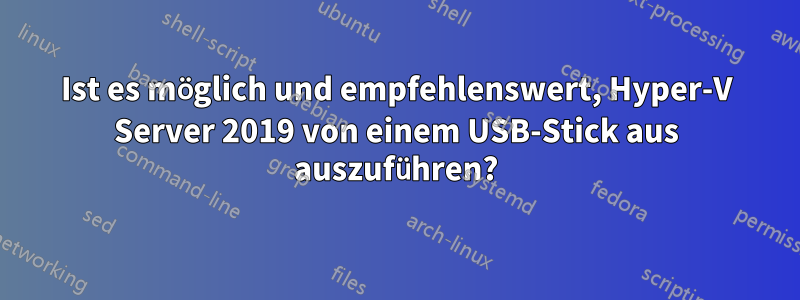 Ist es möglich und empfehlenswert, Hyper-V Server 2019 von einem USB-Stick aus auszuführen?