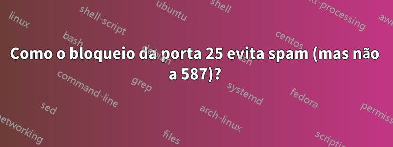 Como o bloqueio da porta 25 evita spam (mas não a 587)?