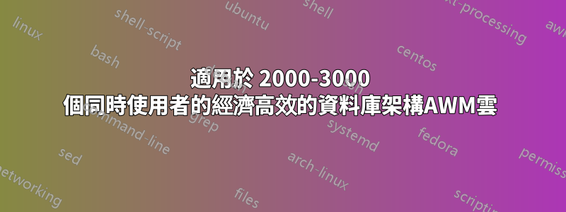 適用於 2000-3000 個同時使用者的經濟高效的資料庫架構AWM雲