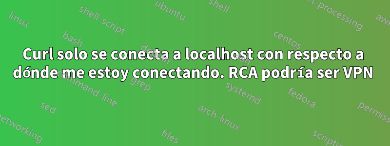 Curl solo se conecta a localhost con respecto a dónde me estoy conectando. RCA podría ser VPN