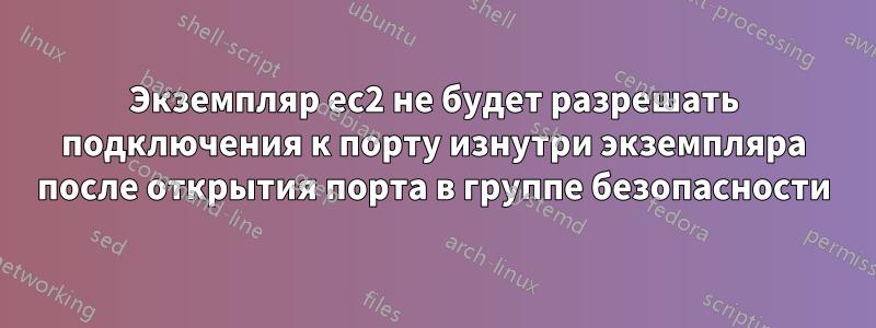 Экземпляр ec2 не будет разрешать подключения к порту изнутри экземпляра после открытия порта в группе безопасности