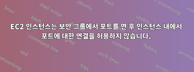 EC2 인스턴스는 보안 그룹에서 포트를 연 후 인스턴스 내에서 포트에 대한 연결을 허용하지 않습니다.