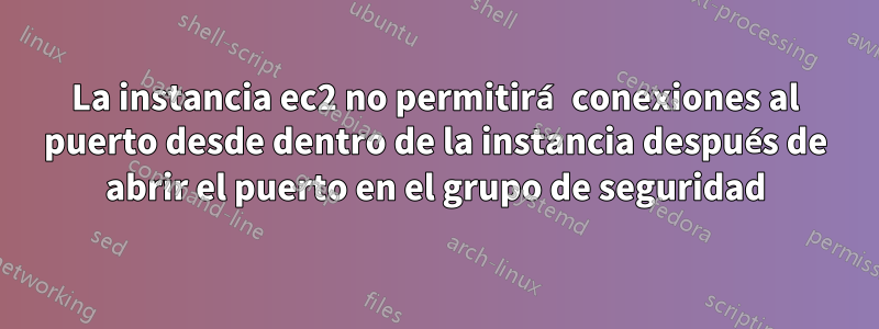 La instancia ec2 no permitirá conexiones al puerto desde dentro de la instancia después de abrir el puerto en el grupo de seguridad