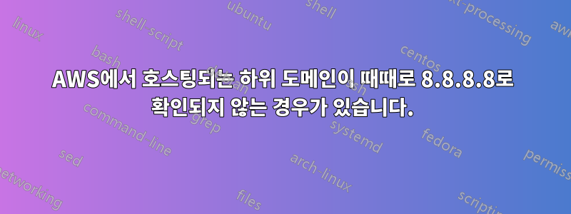 AWS에서 호스팅되는 하위 도메인이 때때로 8.8.8.8로 확인되지 않는 경우가 있습니다.