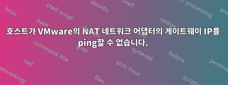 호스트가 VMware의 NAT 네트워크 어댑터의 게이트웨이 IP를 ping할 수 없습니다.