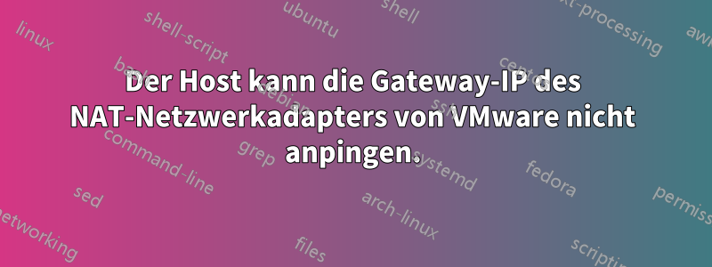 Der Host kann die Gateway-IP des NAT-Netzwerkadapters von VMware nicht anpingen.