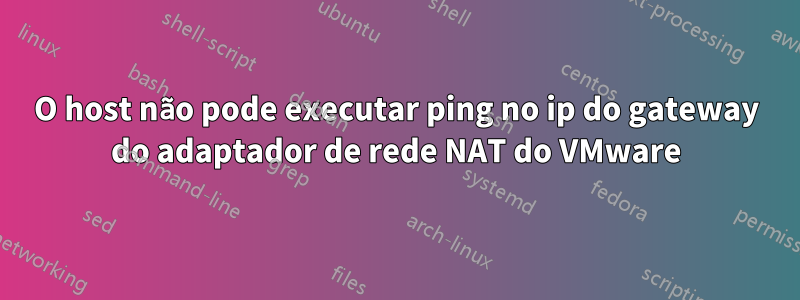 O host não pode executar ping no ip do gateway do adaptador de rede NAT do VMware