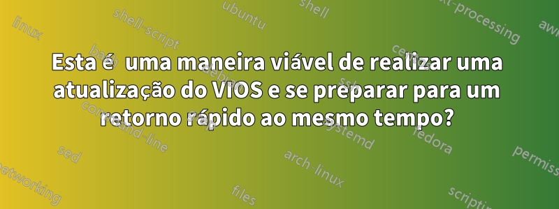 Esta é uma maneira viável de realizar uma atualização do VIOS e se preparar para um retorno rápido ao mesmo tempo?