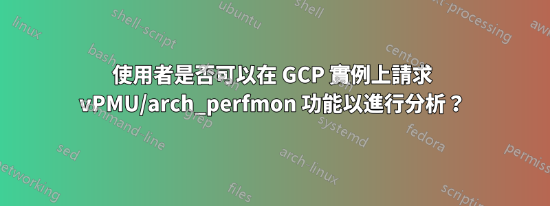 使用者是否可以在 GCP 實例上請求 vPMU/arch_perfmon 功能以進行分析？