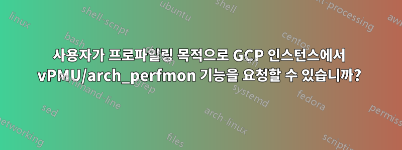 사용자가 프로파일링 목적으로 GCP 인스턴스에서 vPMU/arch_perfmon 기능을 요청할 수 있습니까?