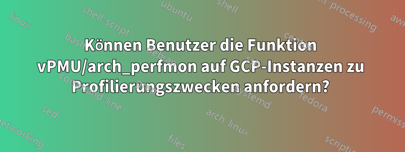 Können Benutzer die Funktion vPMU/arch_perfmon auf GCP-Instanzen zu Profilierungszwecken anfordern?