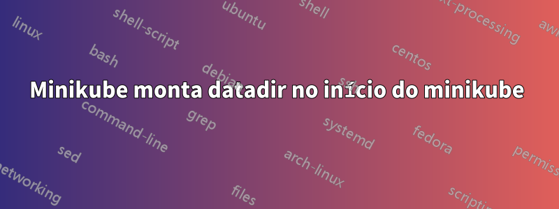 Minikube monta datadir no início do minikube