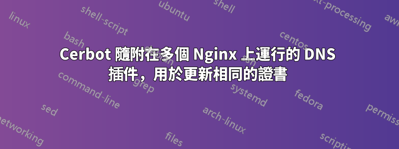 Cerbot 隨附在多個 Nginx 上運行的 DNS 插件，用於更新相同的證書