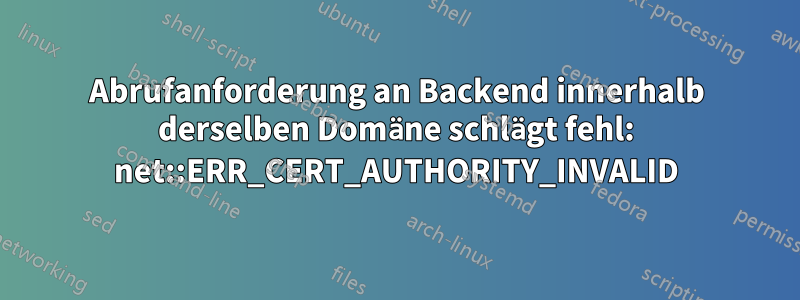 Abrufanforderung an Backend innerhalb derselben Domäne schlägt fehl: net::ERR_CERT_AUTHORITY_INVALID