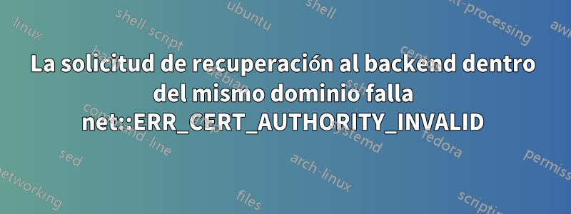 La solicitud de recuperación al backend dentro del mismo dominio falla net::ERR_CERT_AUTHORITY_INVALID