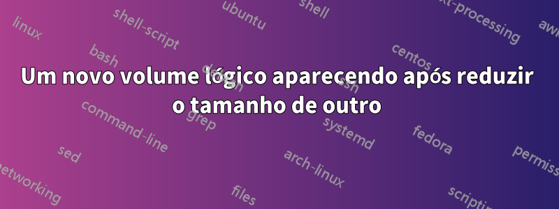 Um novo volume lógico aparecendo após reduzir o tamanho de outro
