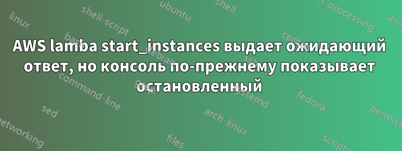 AWS lamba start_instances выдает ожидающий ответ, но консоль по-прежнему показывает остановленный