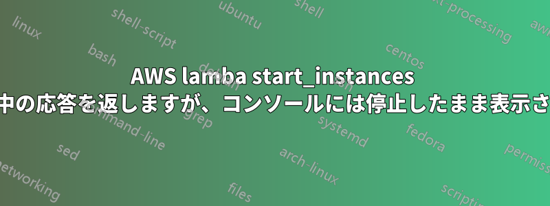 AWS lamba start_instances は保留中の応答を返しますが、コンソールには停止したまま表示されます