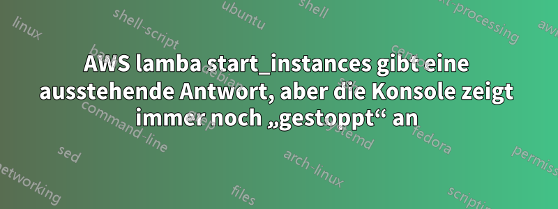 AWS lamba start_instances gibt eine ausstehende Antwort, aber die Konsole zeigt immer noch „gestoppt“ an