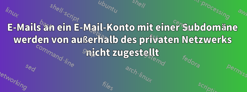 E-Mails an ein E-Mail-Konto mit einer Subdomäne werden von außerhalb des privaten Netzwerks nicht zugestellt