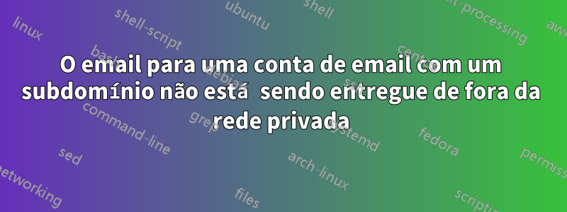O email para uma conta de email com um subdomínio não está sendo entregue de fora da rede privada