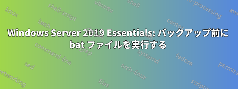 Windows Server 2019 Essentials: バックアップ前に bat ファイルを実行する