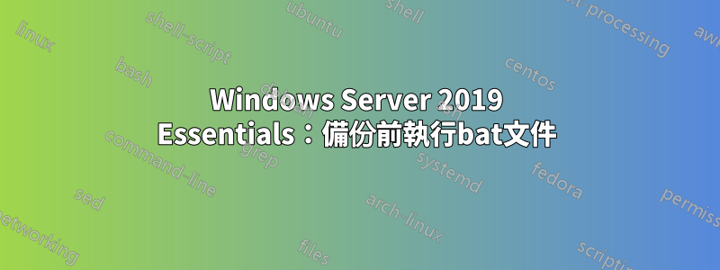 Windows Server 2019 Essentials：備份前執行bat文件