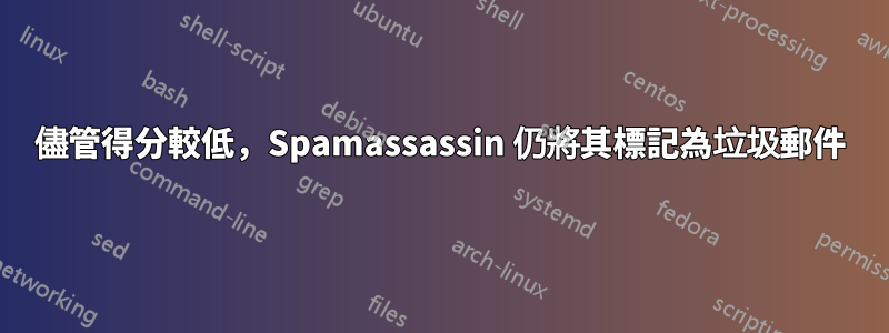 儘管得分較低，Spamassassin 仍將其標記為垃圾郵件