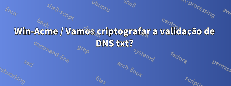 Win-Acme / Vamos criptografar a validação de DNS txt?