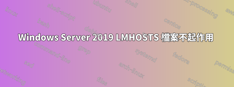 Windows Server 2019 LMHOSTS 檔案不起作用
