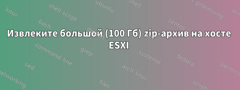 Извлеките большой (100 Гб) zip-архив на хосте ESXI