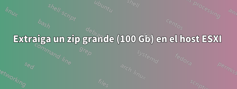 Extraiga un zip grande (100 Gb) en el host ESXI
