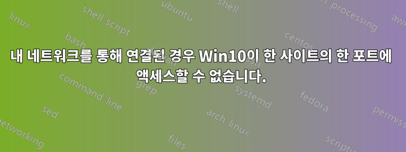 내 네트워크를 통해 연결된 경우 Win10이 한 사이트의 한 포트에 액세스할 수 없습니다.