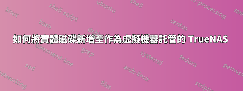 如何將實體磁碟新增至作為虛擬機器託管的 TrueNAS
