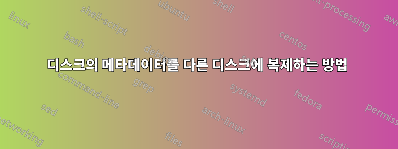 디스크의 메타데이터를 다른 디스크에 복제하는 방법
