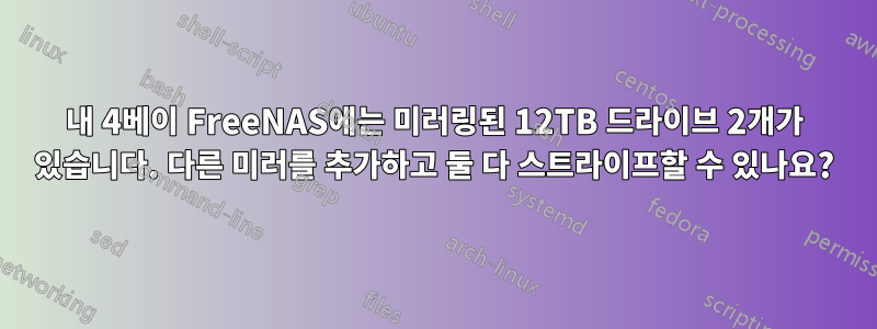 내 4베이 FreeNAS에는 미러링된 12TB 드라이브 2개가 있습니다. 다른 미러를 추가하고 둘 다 스트라이프할 수 있나요?