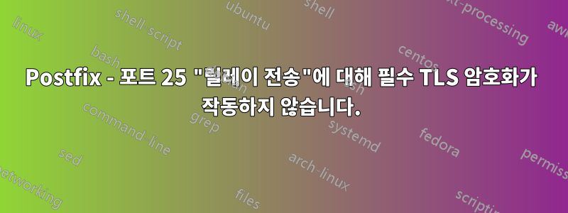 Postfix - 포트 25 "릴레이 전송"에 대해 필수 TLS 암호화가 작동하지 않습니다.