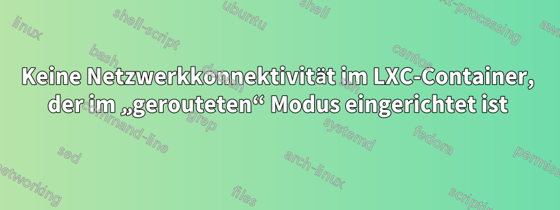 Keine Netzwerkkonnektivität im LXC-Container, der im „gerouteten“ Modus eingerichtet ist