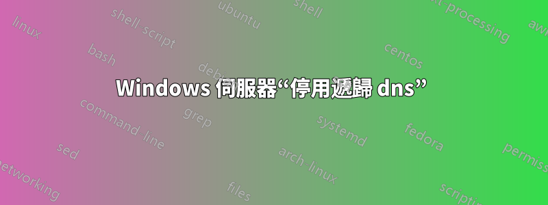 Windows 伺服器“停用遞歸 dns”
