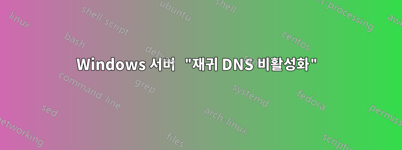 Windows 서버 "재귀 DNS 비활성화"