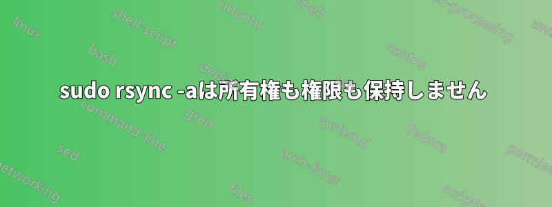 sudo rsync -aは所有権も権限も保持しません
